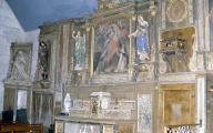 Autel, retable, gradins d'autel (2), tabernacle (autel secondaire, retable architecturé, retable à panneau compartimenté), dit du rosaire, (anciennement autel retable numéro 3), église paroissiale Saint-Vinoc (Plouhinec-29)