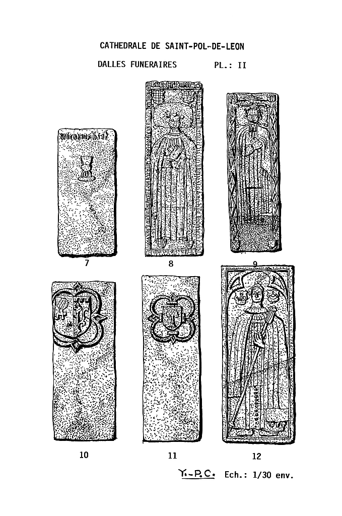 Dalle funéraire (6, dalles funéraires 7 à 12, 2), cathédrale de Saint-Paul-Aurélien (Saint-Pol-de-Léon)
