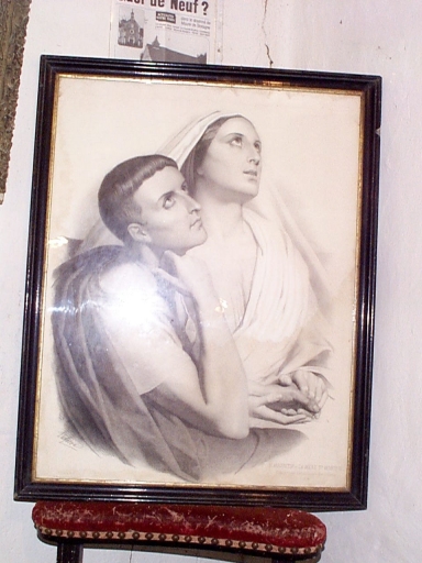 Estampe ; cadre 3 : Saint Augustin et sa mère Sainte Monique, Saint-Melaine (Maure-de-Bretagne fusionnée en Val d'Anast en 2017)
