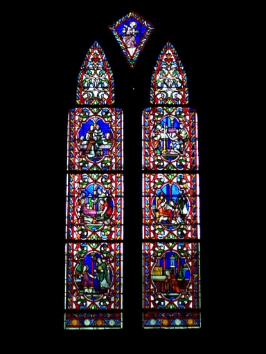 Verrière de la baie 13 (vitrail archéologique) : vie de saint Gilduin de Chartres