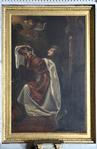 Tableau d'autel : Saint Louis présente la couronne d'épines