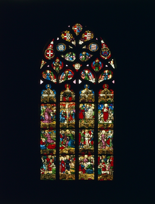 Verrière (verrière figurée) : la Passion, Résurrection, église paroissiale Saint-Laurent (Maël-Pestivien)