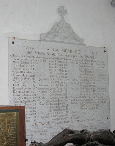 Tableau commémoratif des morts de la guerre 1914-1918