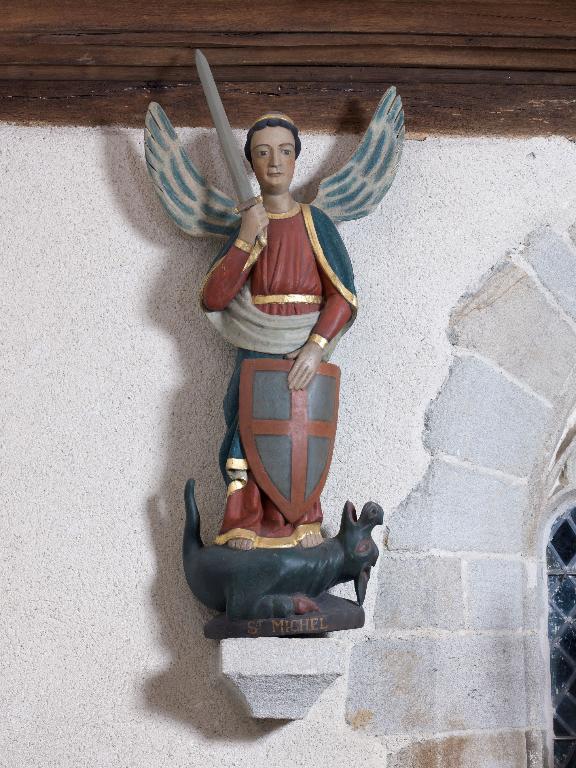 Statue : Saint Michel et le dragon, chapelle Saint-Barthélemy (Pleucadeuc)