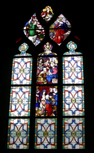 Baie 3 : l'Annonciation, l'Adoration des Mages, la Circoncision et Dieu le Père, église paroissiale Saint-Martin (Javené)