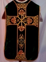 Ornement vert 2 : chasuble, bourse de corporal, étole, voile de calice