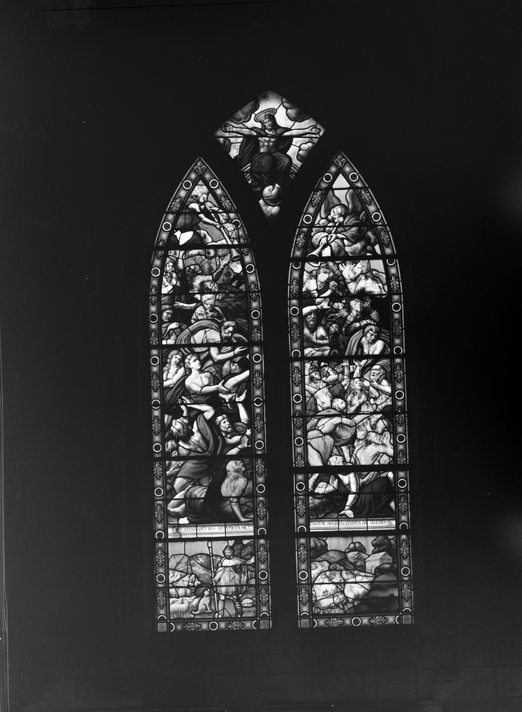 Verrière : le Jugement dernier (baie 35), cathédrale de Saint-Paul-Aurélien (Saint-Pol-de-Léon)