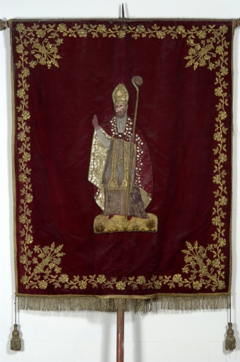 Bannière de procession : Saint évêque, Immaculée Conception