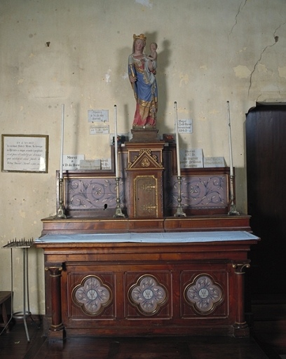 Ensemble de l'autel de la Vierge (autel, gradin, tabernacle)