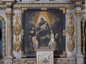 Tableau d'autel : Don du Rosaire à saint Dominique et à sainte Catherine de Sienne, église Saint-Étienne (Saint-Abraham)