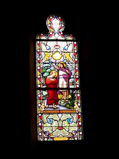 Verrière de la baie 12 (verrière à personnages, vitrail tableau) : Baptême du Christ