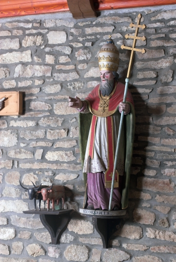 Groupe sculpté : Saint Cornély et 2 boeufs
