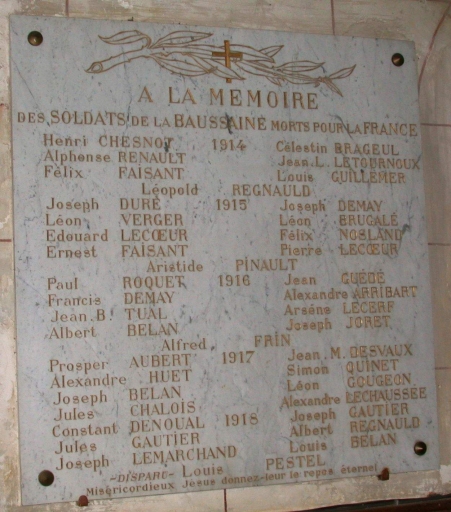 Tableau commémoratif des morts de la guerre 1914-1918