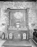 Autel, retable, tabernacle, gradins d'autel (2), tableau, bas-relief (autel secondaire, autel tombeau, retable architecturé) : du rosaire, église paroissiale Saint-Faron (Pouldreuzic)