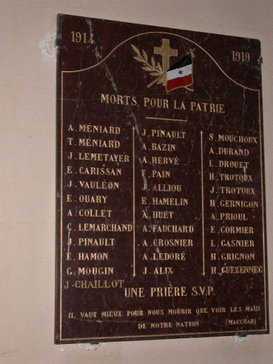 Tableau commémoratif des morts