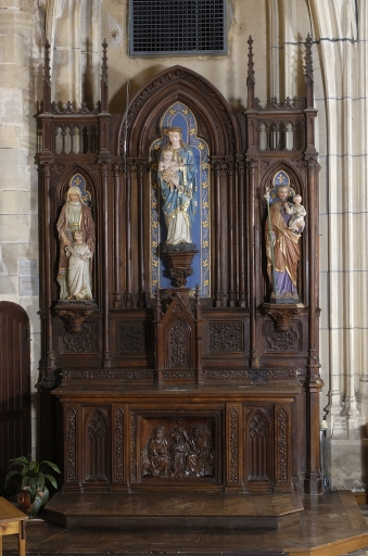 Ensemble de l'autel latéral nord : autel, tabernacle, devant d'autel, retable et 2 degrés d'autel