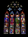 Verrière de la de la baie 0 (verrière à personnages) : saint Budoc, saint Magloire, saint Samson, saint Génevé