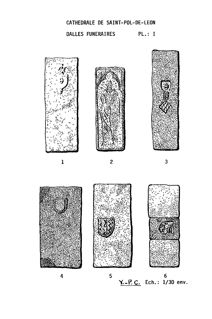 Dalle funéraire (6, dalles funéraires 1 à 6, 1), cathédrale de Saint-Paul-Aurélien (Saint-Pol-de-Léon)
