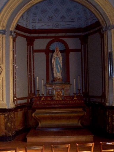 Ensemble de l'autel de la Vierge (autel, tabernacle, 2 gradins, tableau)