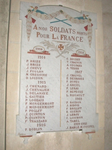 Tableau commémoratif des morts