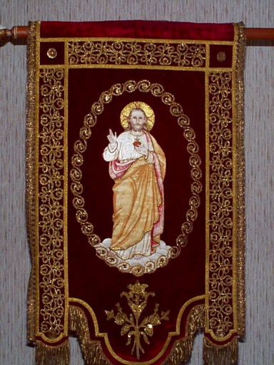 Bannière de procession : Sacré Coeur, IHS
