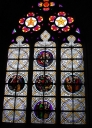 Ensemble des 3 verrières des baies 2, 9, 12 : Scènes de la vie de saint Pierre