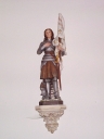 Statue : sainte Jeanne d'Arc ; culot, Ropenard (Maure-de-Bretagne fusionnée en Val d'Anast en 2017)