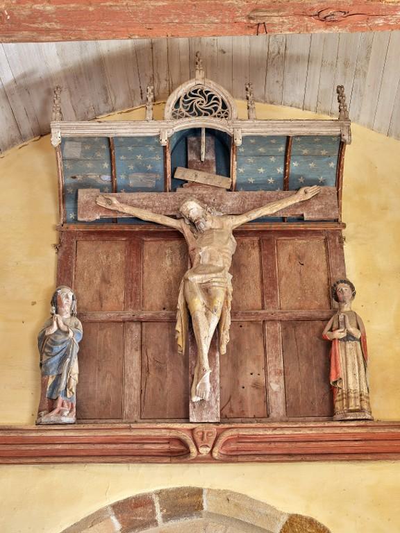 Groupe sculpté (à dais) : Calvaire, chapelle Saint-Gobrien (Saint-Servant-sur-Oust)