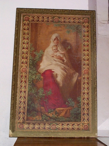 Tableau ; cadre : Vierge à l'Enfant, Ropenard (Maure-de-Bretagne fusionnée en Val d'Anast en 2017)