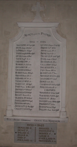 Tableau commémoratif des morts de la guerre 1914-1918