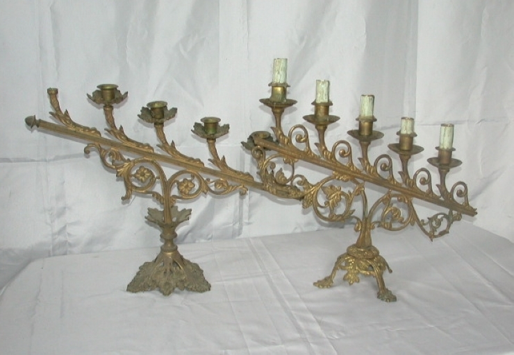 Paire 2 de Chandeliers d'église