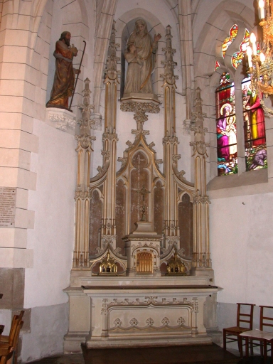 Ensemble de l'autel de Sainte Anne : autel, tabernacle, retable, gradin d'autel, degré d'autel