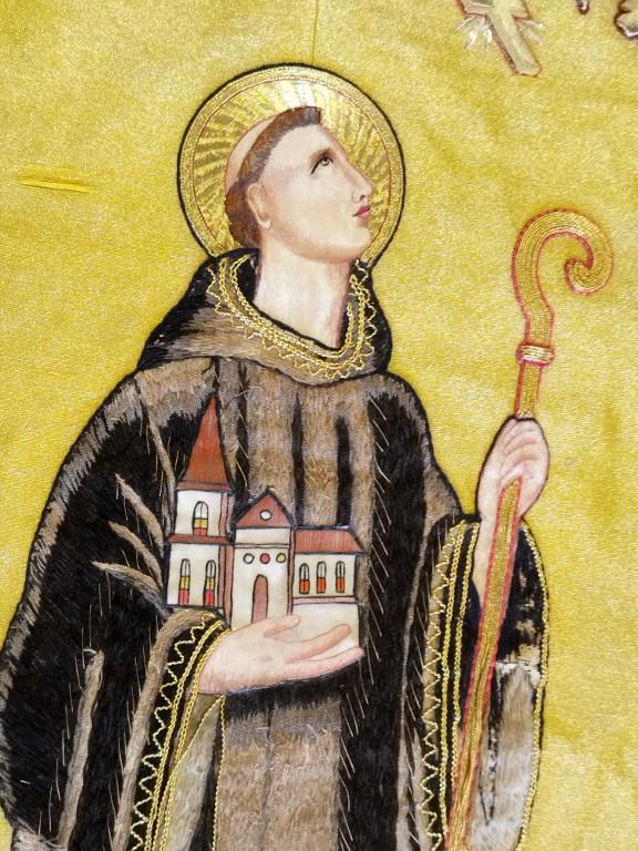 Bannière de procession : saint Convoïon, Immaculée Conception, abbatiale Saint-Sauveur (Redon)