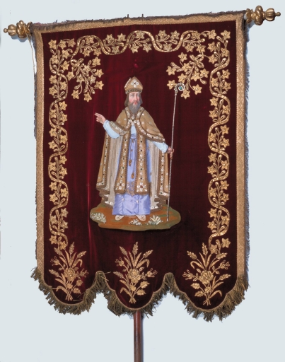 Bannière de procession paroissiale : Immaculée Conception ; saint Sulpice