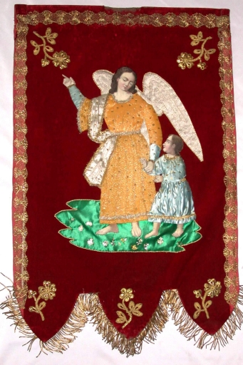 Bannière de procession : Ange gardien, Enfan-Jésus roi