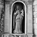 Statue (petite nature, d' applique) : Vierge à l'Enfant dite Notre-Dame de Bonne Nouvelle, chapelle Notre-Dame-de-Bonne-Nouvelle (Locronan)