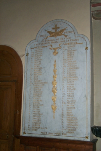 Tableau commémoratif des morts de la guerre 1914-1918