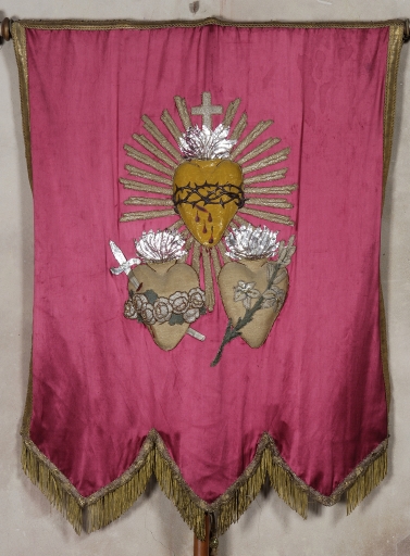 Bannière de procession : Saint Joseph, Coeurs enflammés