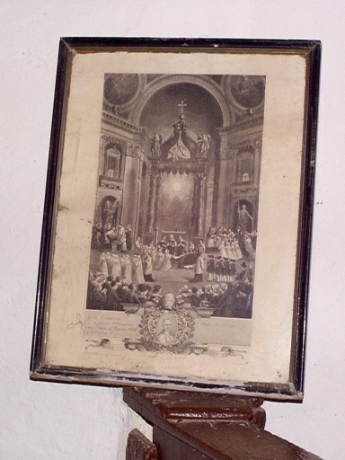 Estampe ; cadre 1 : Image de commémoration, Saint-Melaine (Maure-de-Bretagne fusionnée en Val d'Anast en 2017)