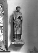 Statue (petite nature) : saint Budoc, chapelle Saint-Hervé (Gourin)