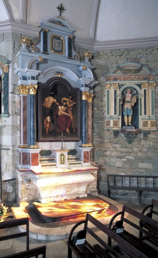 Ensemble autel, tabernacle, gradins d'autel et retable de l'autel sud