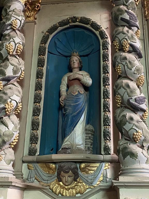 Statue : Sainte Barbe, église Saint-Pierre (Lanouée fusionnée en Forges de Lanouée en 2019)