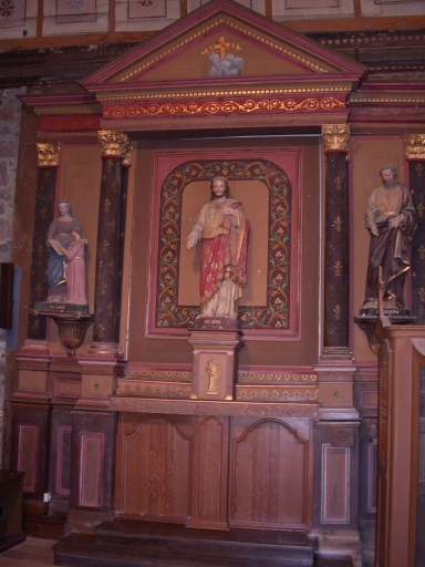 Ensemble de l'autel de saint Joseph : autel, tabernacle, retable, 2 gradins d'autel, 2 degrés d'autel