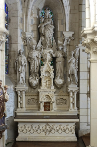 Ensemble de l'autel de la Vierge : autel, tabernacle, retable, gradin d'autel