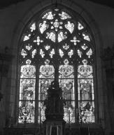 Verrière : les Docteurs de l'église, verrière à personnages, église paroissiale Saint-Annouarn (Peumérit)