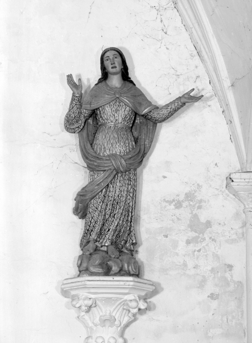 Statue (d'applique, petite nature) : Vierge, dite Notre-Dame de l'Assomption, église paroissiale Notre-Dame (Locmaria-Grand-Champ)