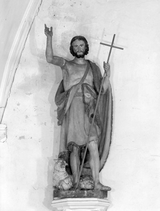 Statue (d'applique, grandeur nature) : saint Jean-Baptiste, église paroissiale Notre-Dame (Locmaria-Grand-Champ)