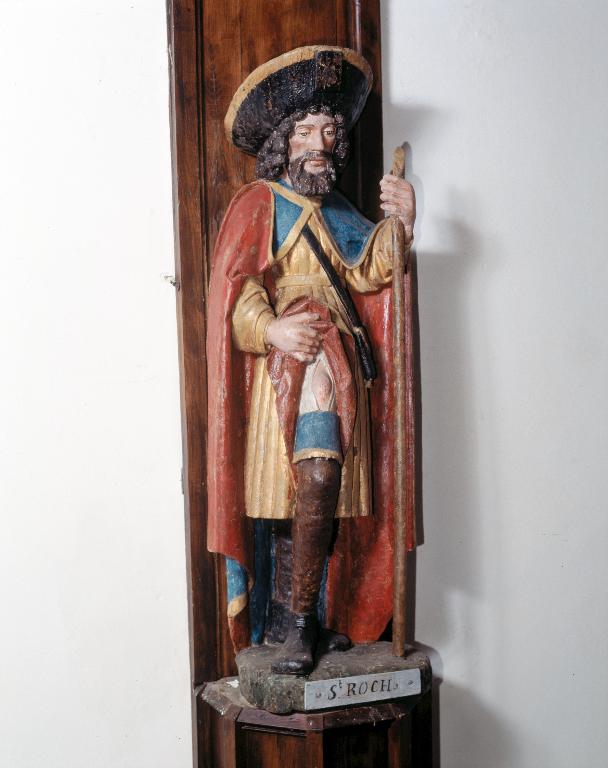 Statue (petite nature) : saint Roch, chapelle Saint-Symphorien (Locmalo)