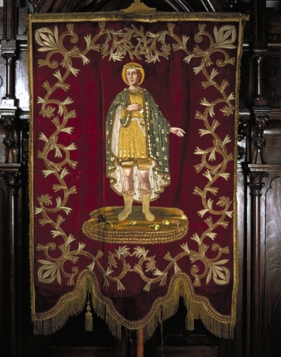 Bannière de procession : saint Méloir, Christ en croix