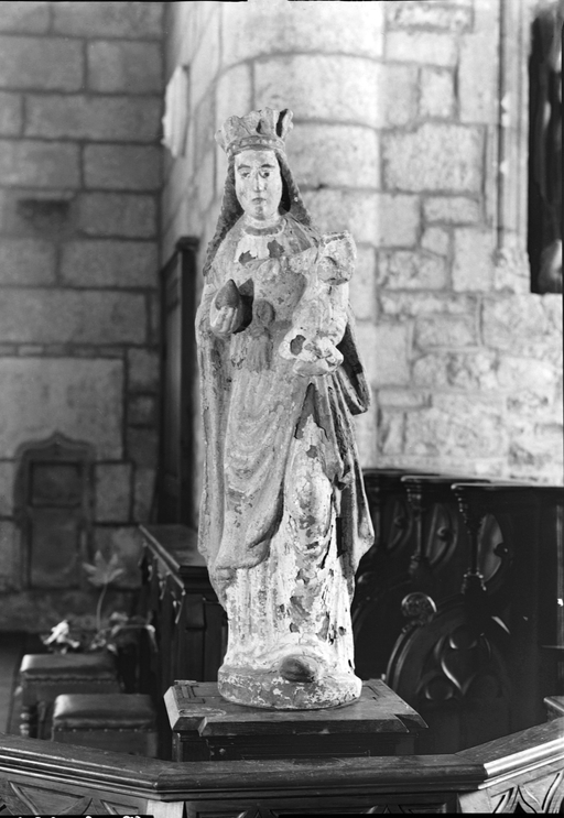Statue (d'applique, petite nature) : Vierge à l'Enfant, église paroissiale Saint-Laurent (Maël-Pestivien)